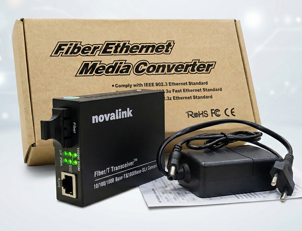 Bộ Chuyển Đổi Quang Sang RJ45 SC Single Mode 1Gb 2 Sợi Novalink NV-43102D-SM-25 -Truyền 25km